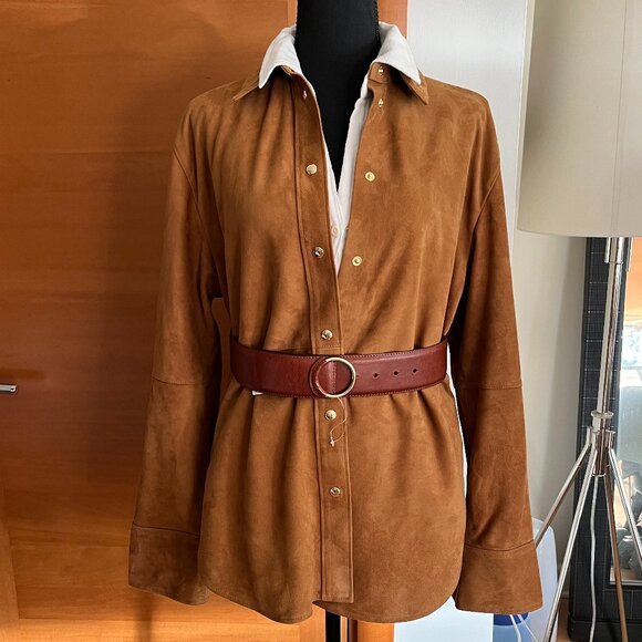 Madewell Straight-Hem Button-Up Lightweight Suede Jacket NWT, M - Picture 7 of 7